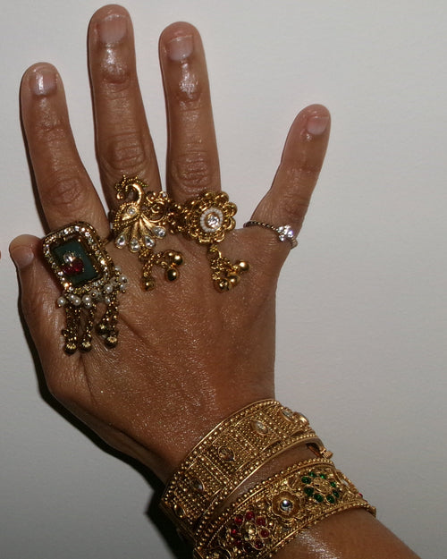 2-in-1 Gold Peacock Ring