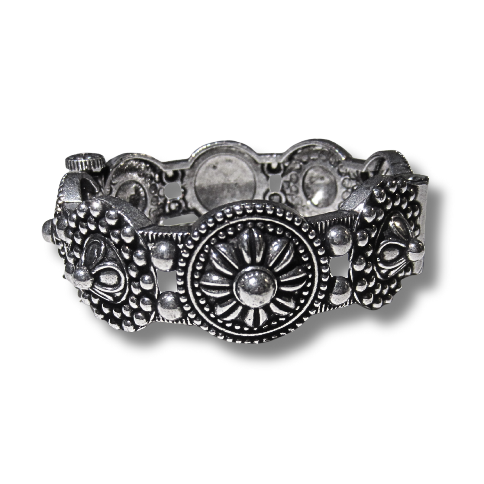 Silver Circle Floral Bangle