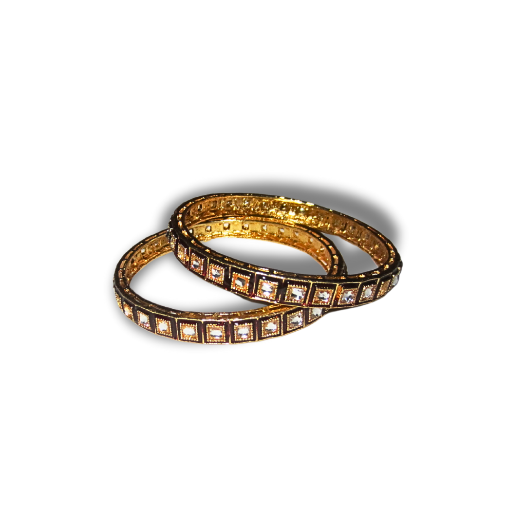 Gold Thin Brown Bangles