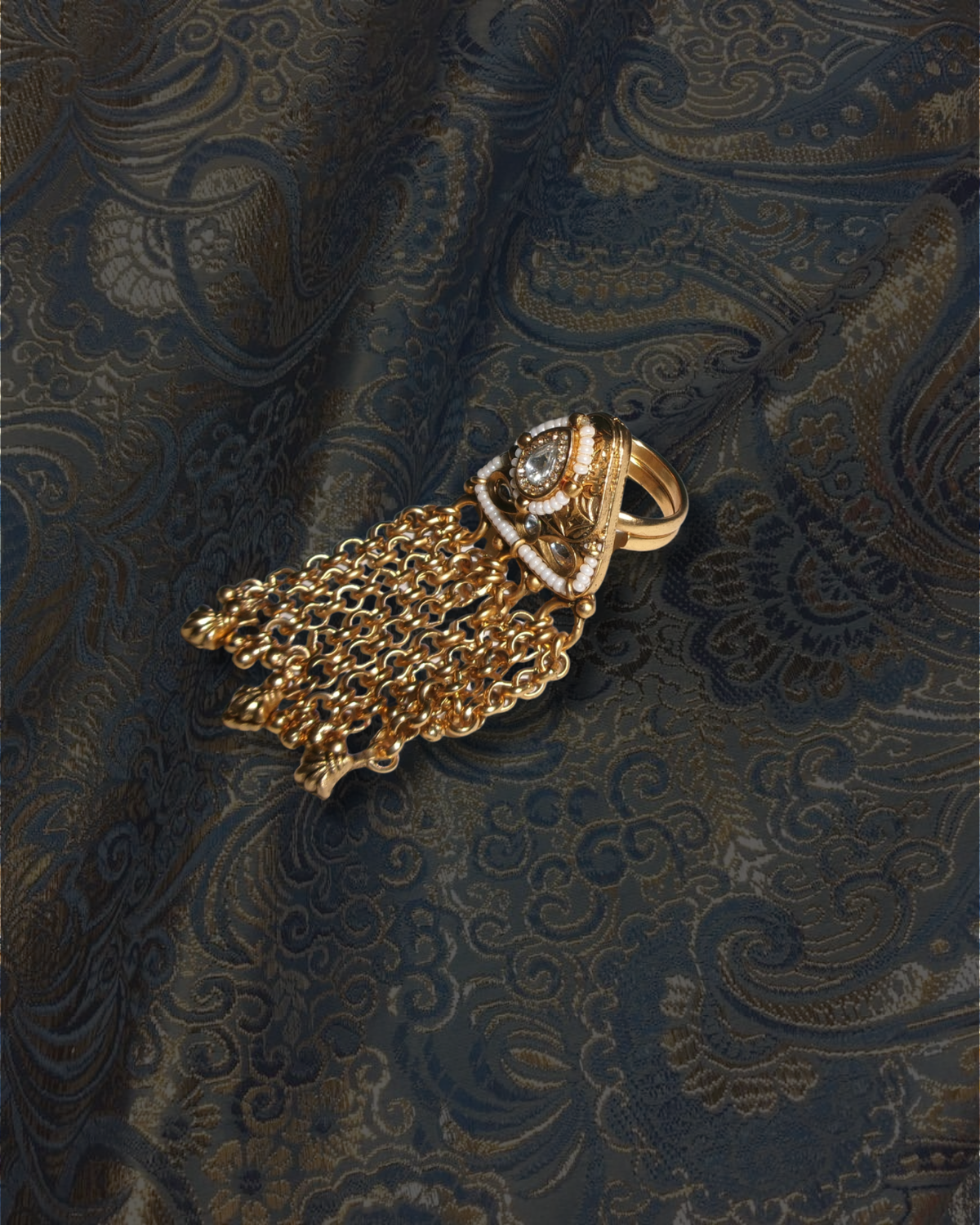 Gold Triangle Chain Ring