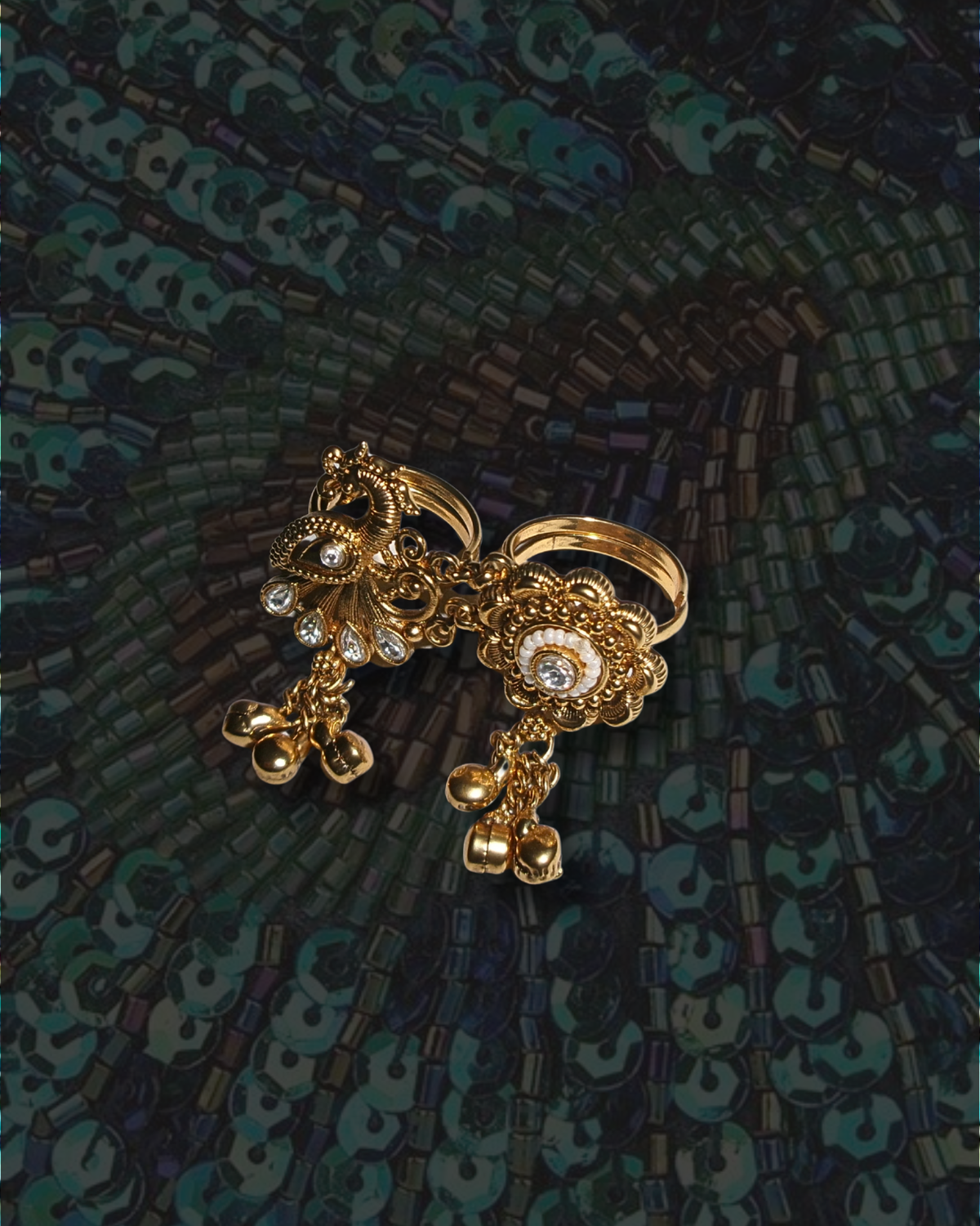 2-in-1 Gold Peacock Ring
