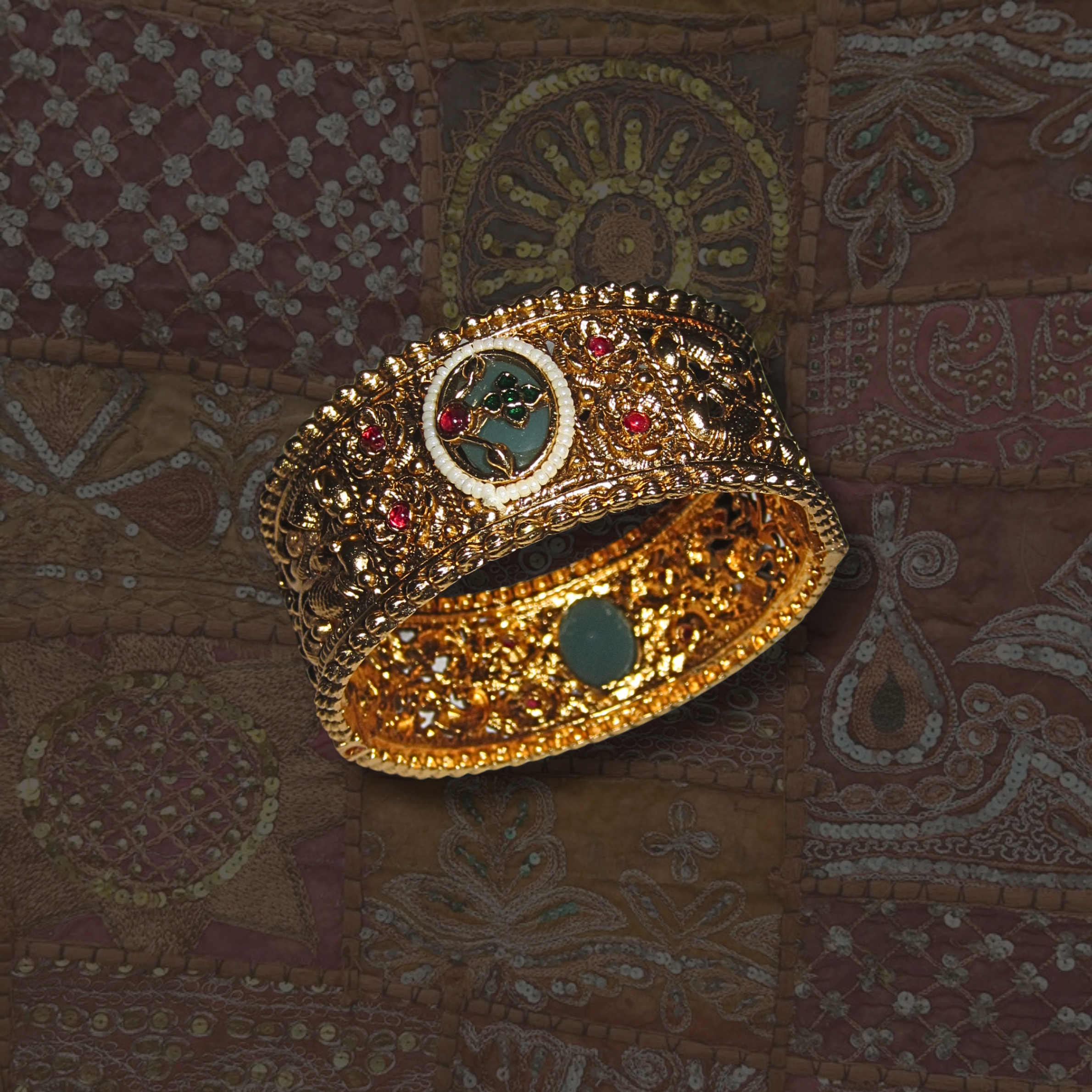 Gold Teal Bangle