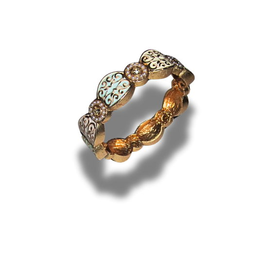 Gold Blue Pearl Bangle