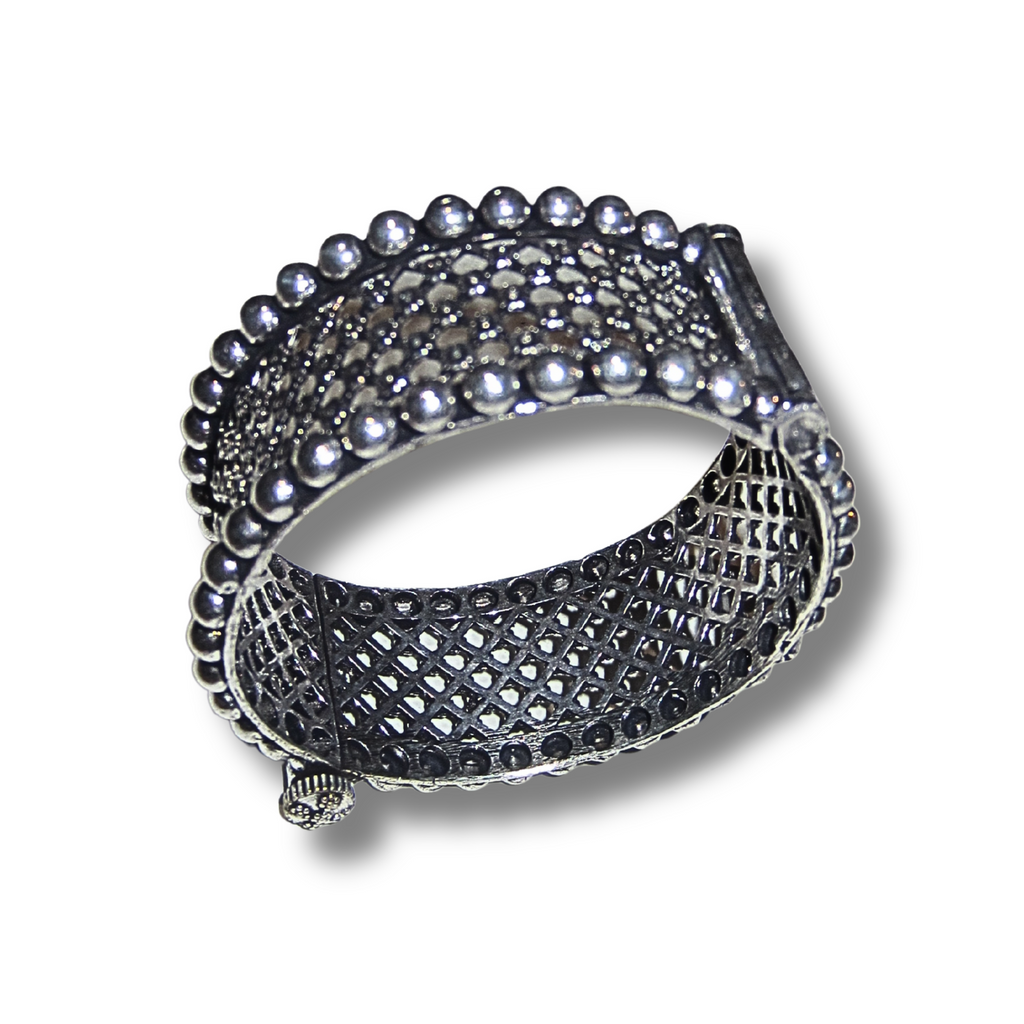 Silver Thick Net Bangle