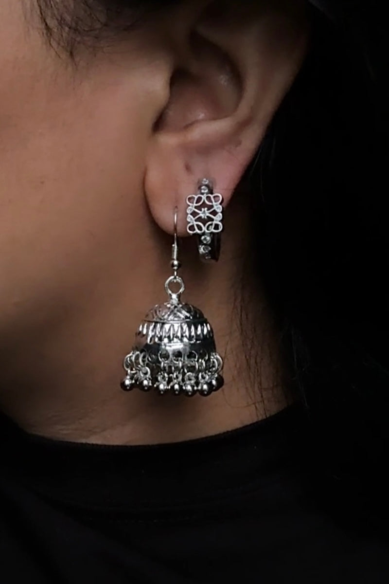 Silver Jhumka Stack