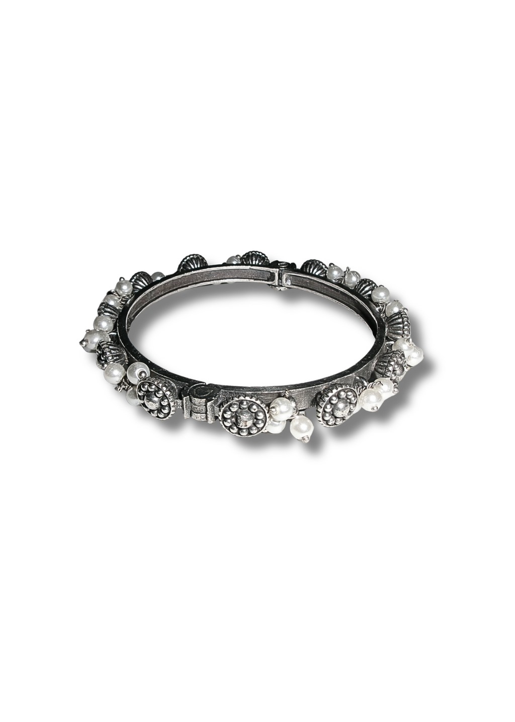 Silver Pearl Adjustable Bangle
