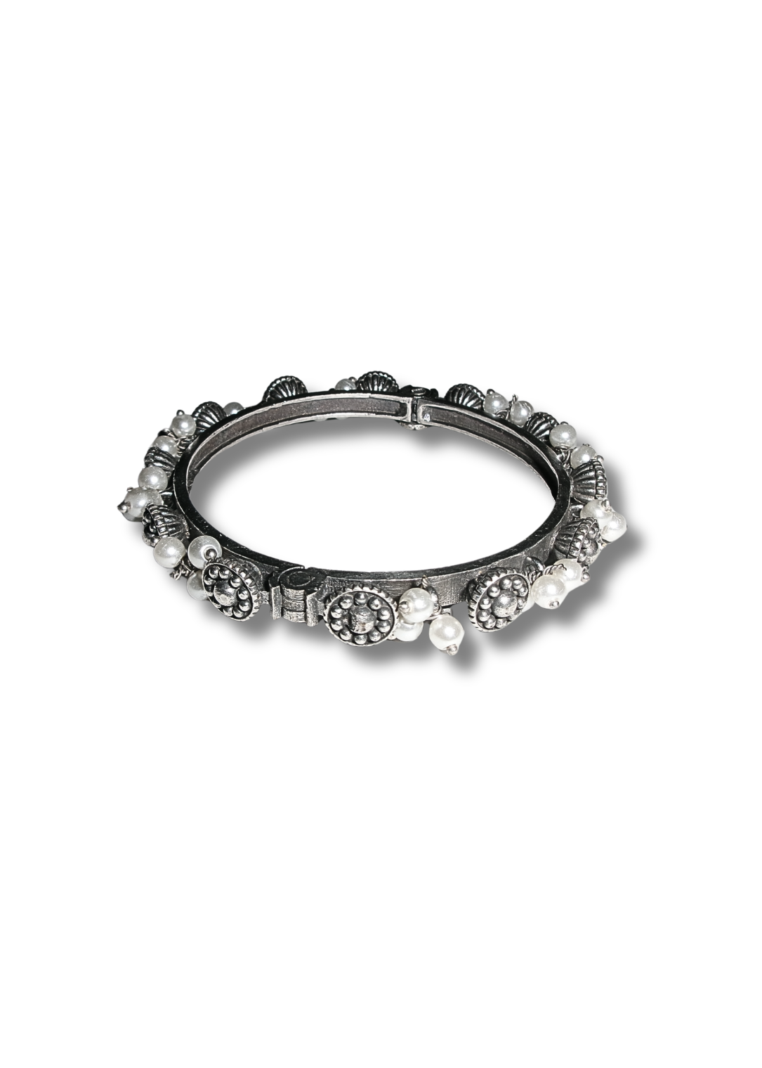 Silver Pearl Adjustable Bangle