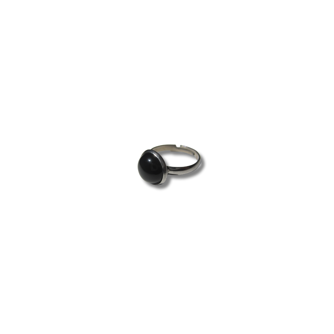 Silver Black Stone Ring