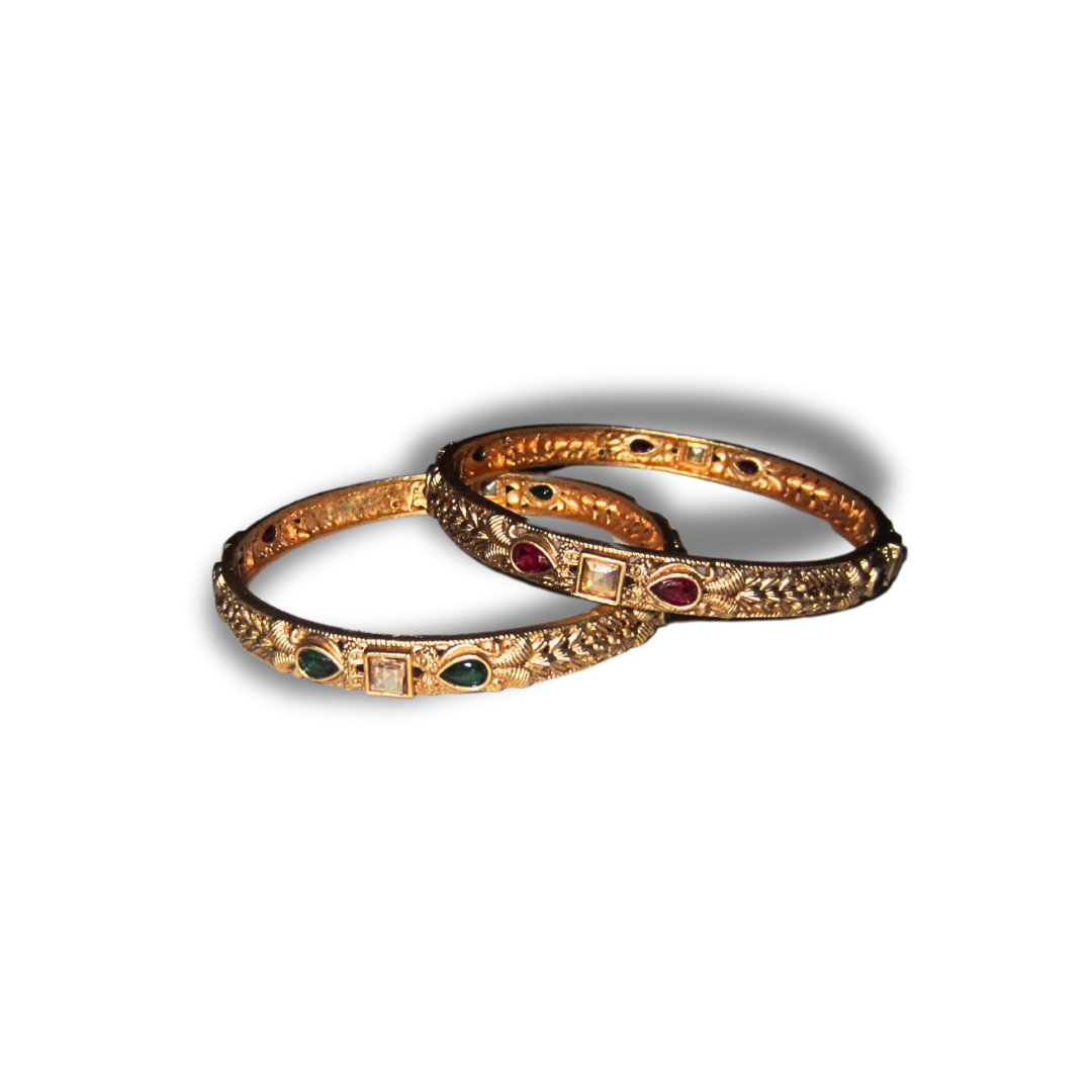 Gold Thin Gem Bangles