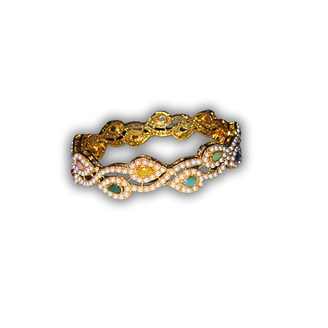 Gold Rainbow Pearl Bangle