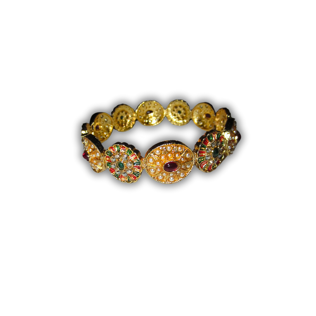 Yellow Gold Pearl Bangle