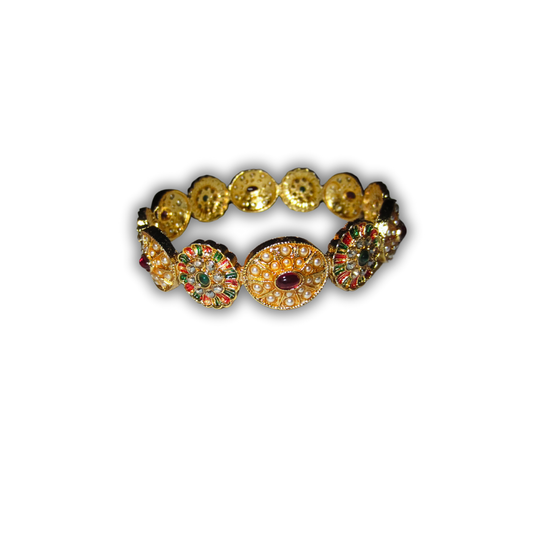 Yellow Gold Pearl Bangle