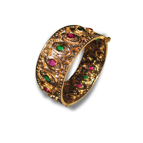 Gold Red and Green Bangle