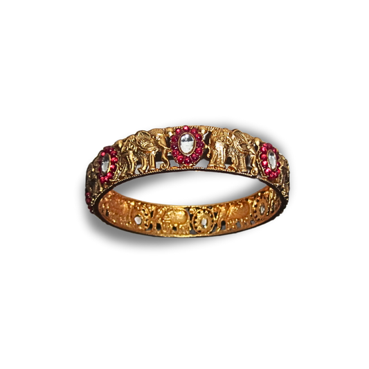 Gold Pink Elephant Bangle