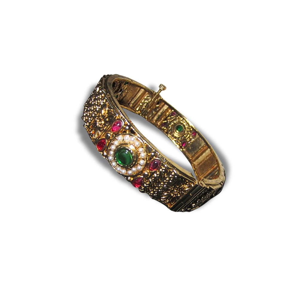 Gold Bead Charm Bangle