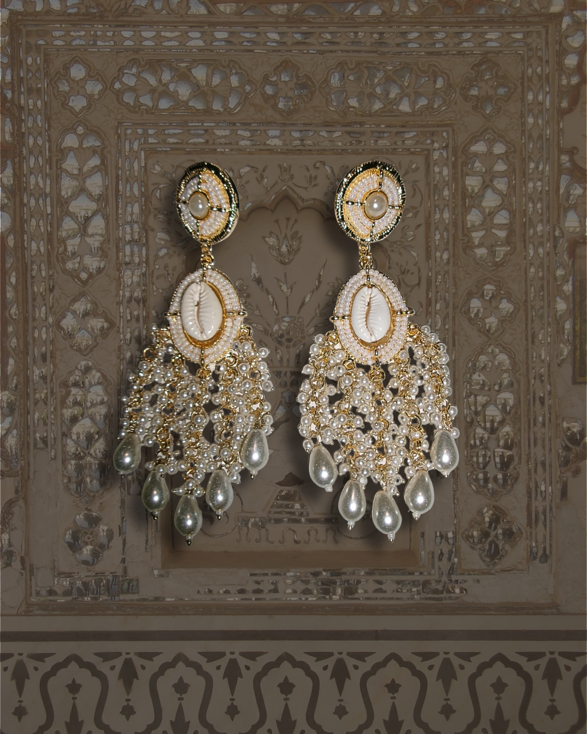 Gold Shell Drop Earrings