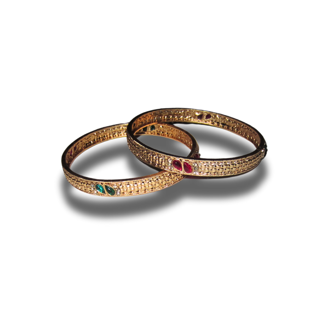 Gold Thin Teardrop Bangles