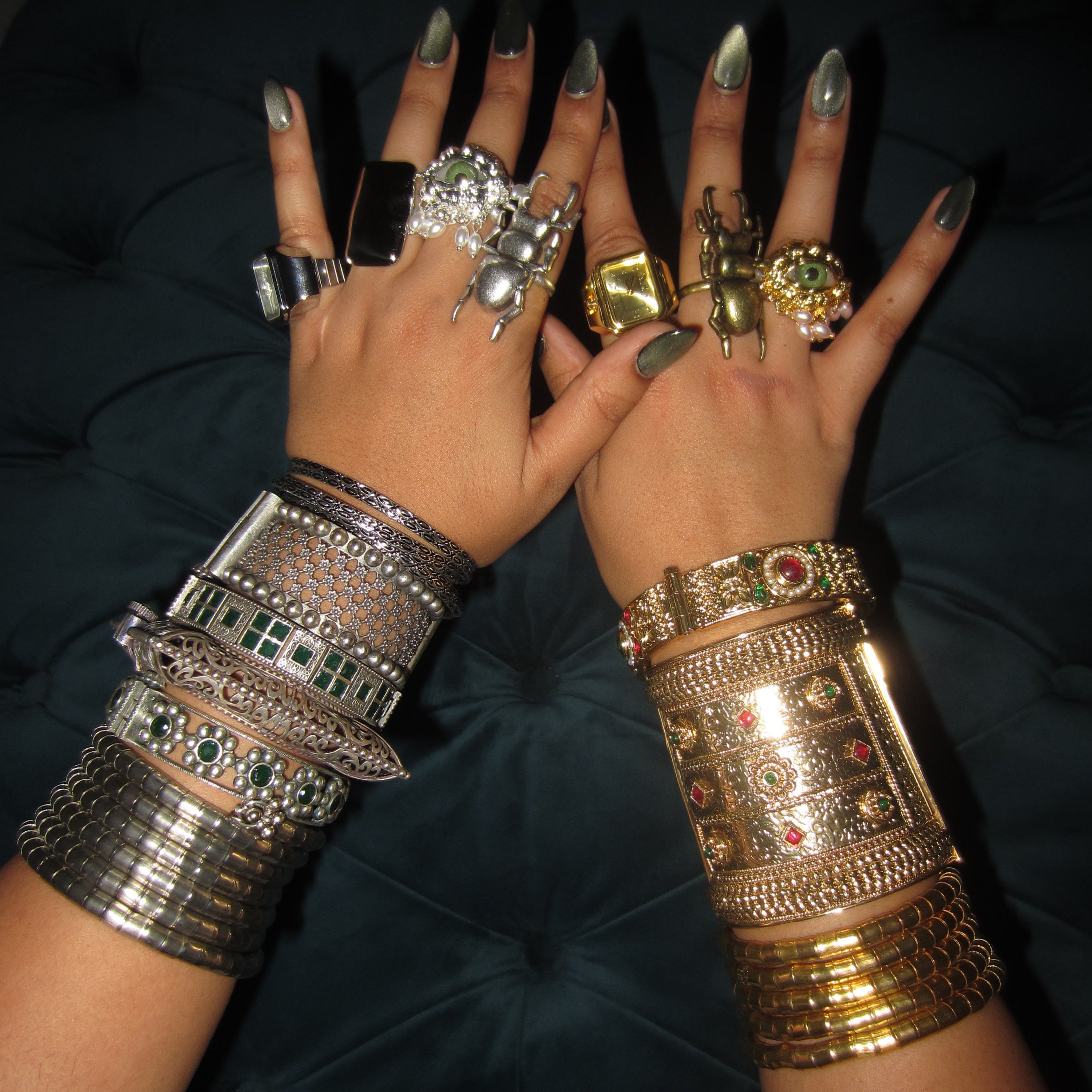 Silver Thick Net Bangle