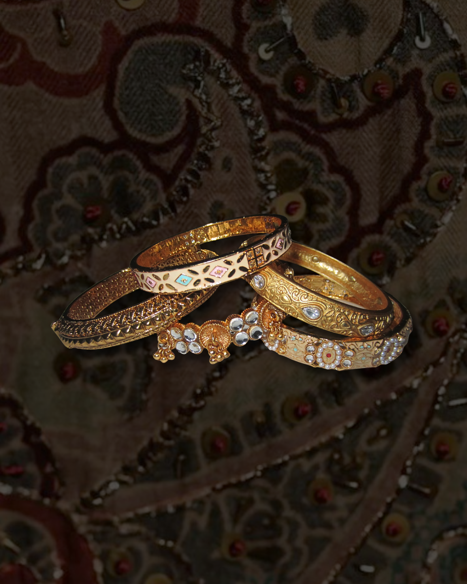 Gold Bangle Stack