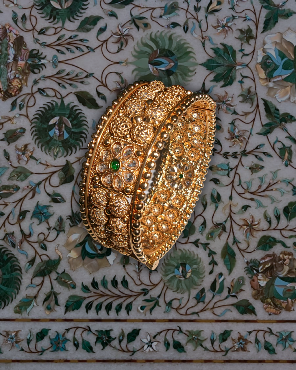 Gold Adjustable Circle Flower Bangle