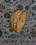 Gold Adjustable Circle Flower Bangle