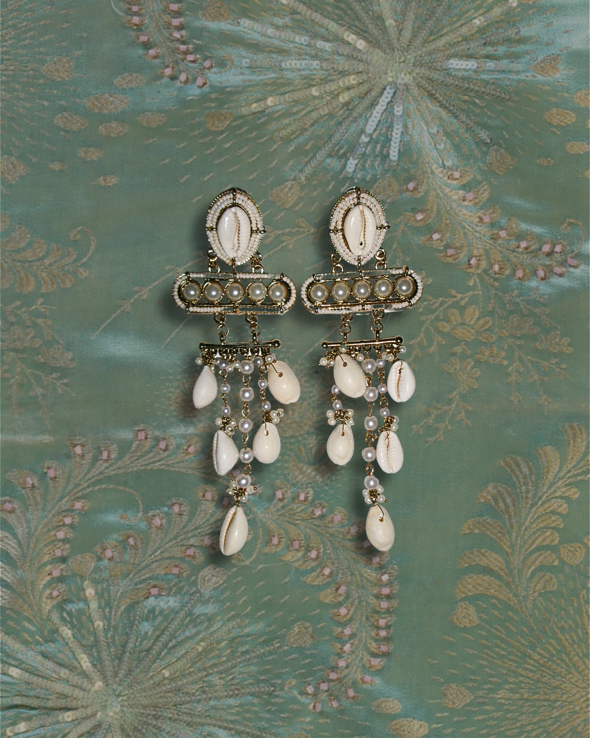 Large Gold Shell Drop Earrings