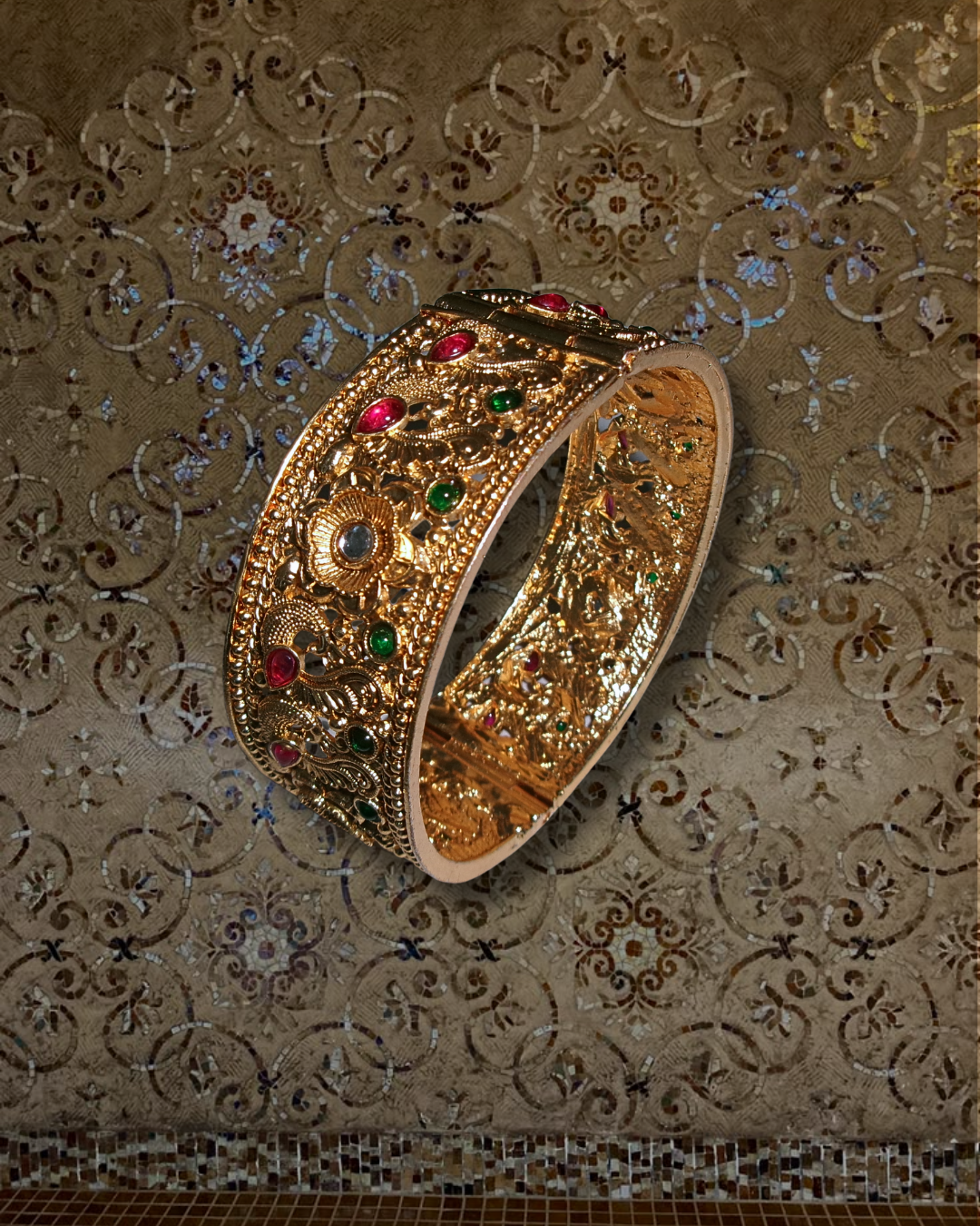 Gold Adjustable Flower Bangle