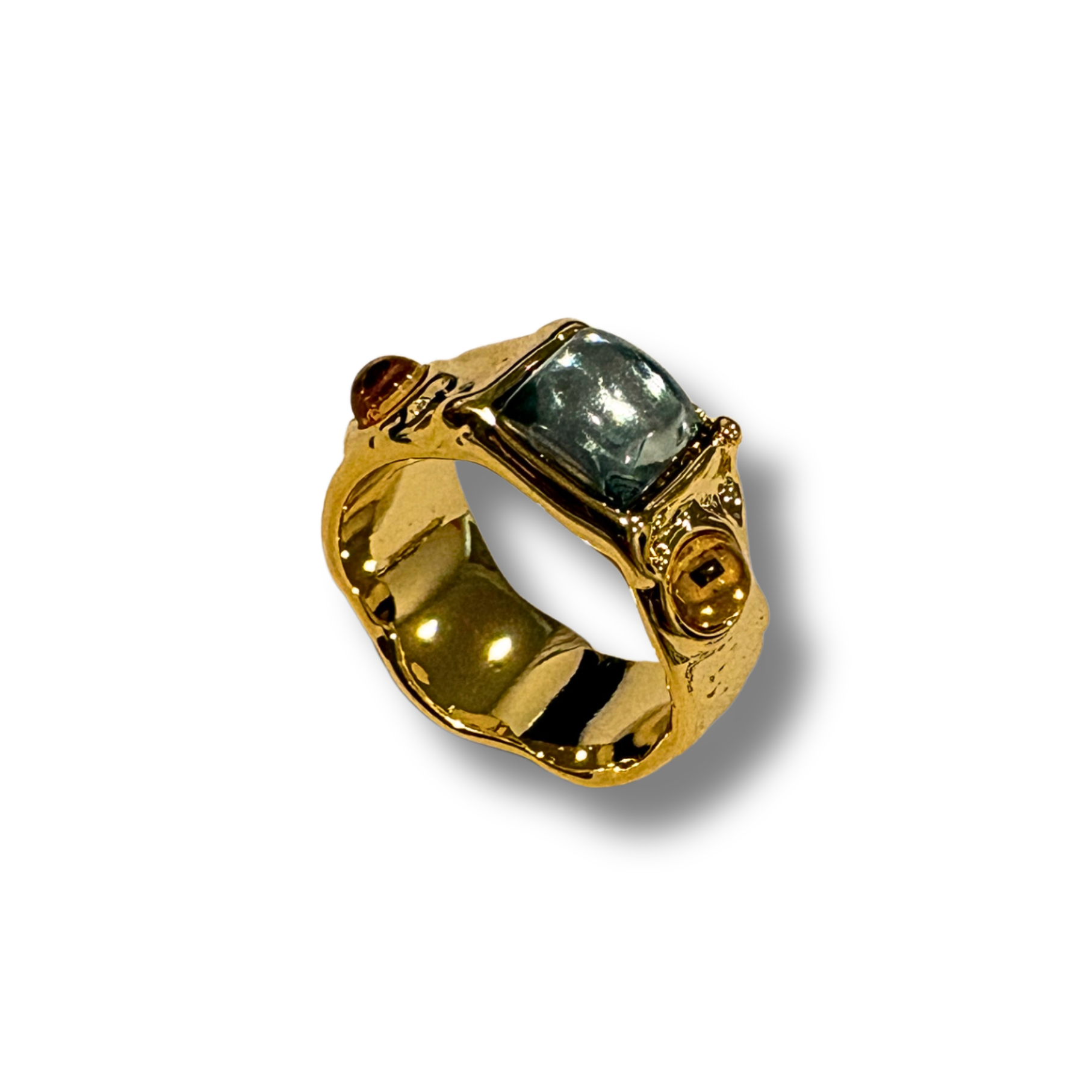 Chunky Gold Ring (Grey and Yellow)