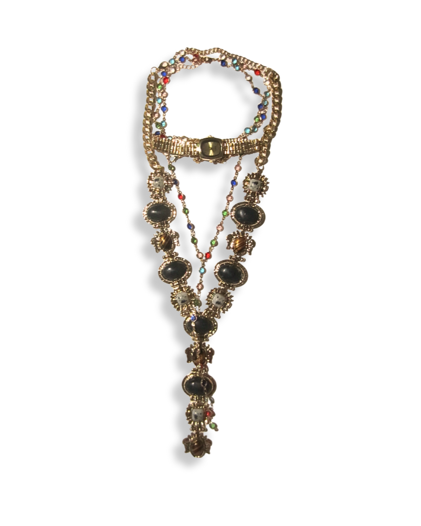 Gold Watch Necklace Chain Combo