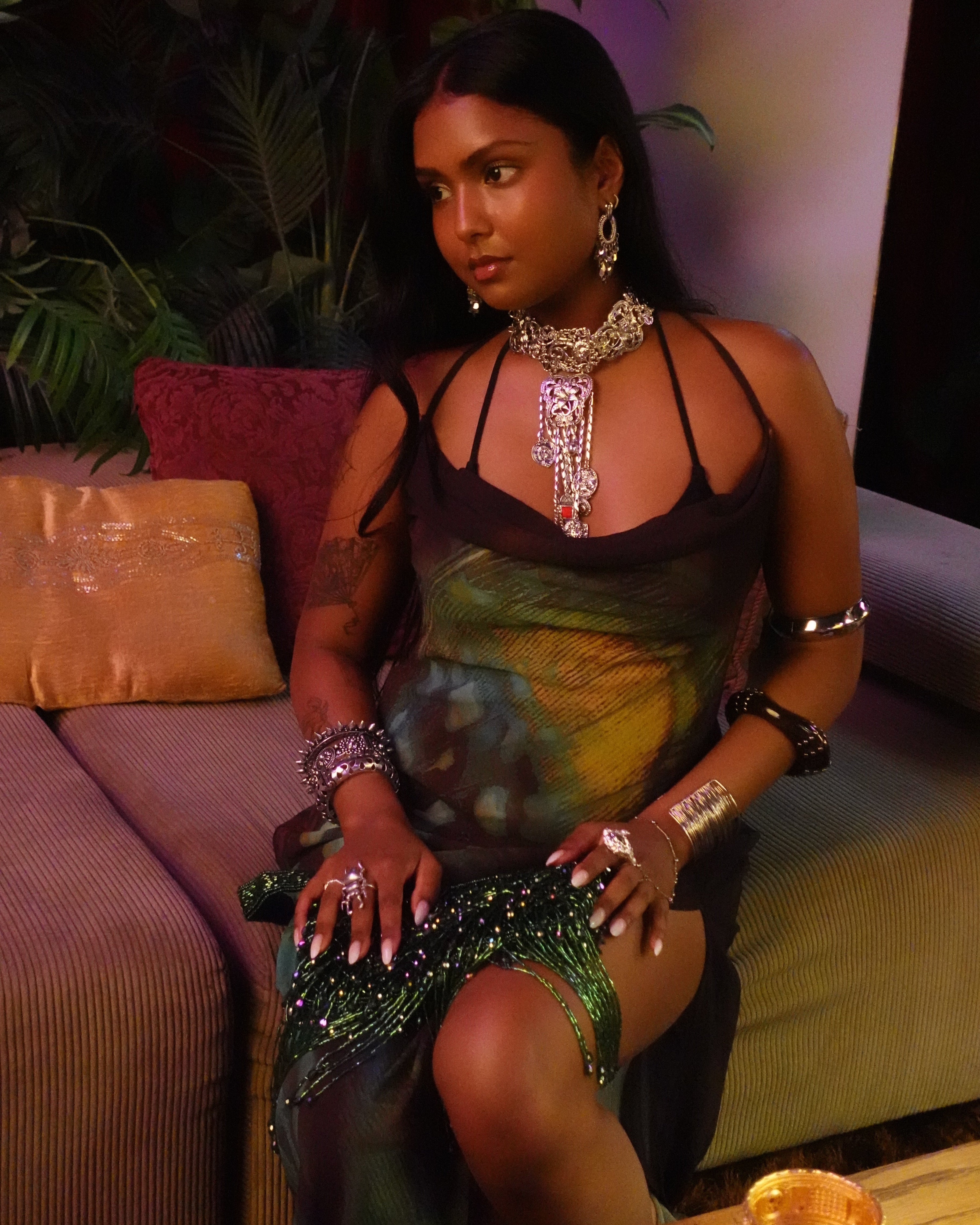 Green Beaded Handbag