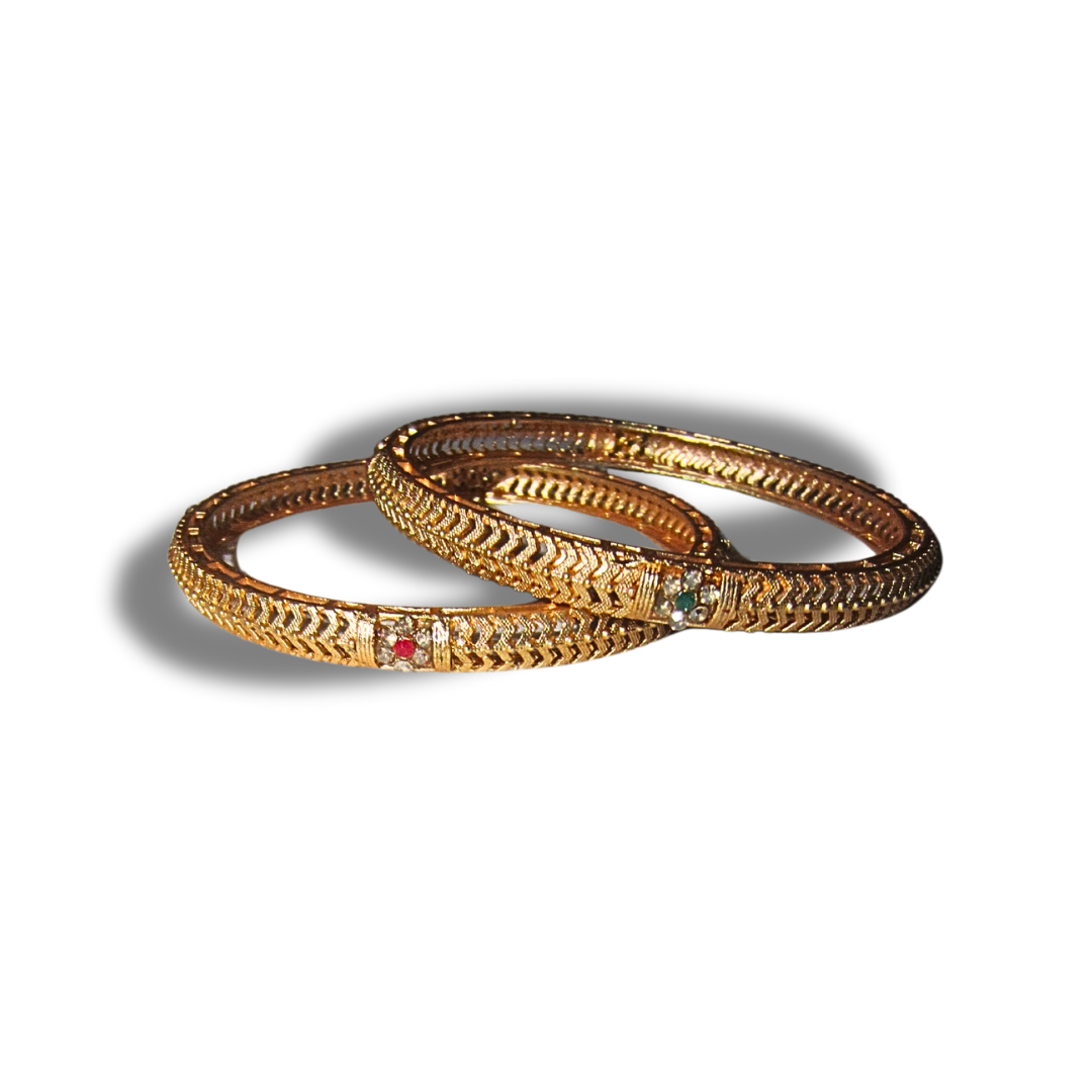 Gold Thin Flower Bangles