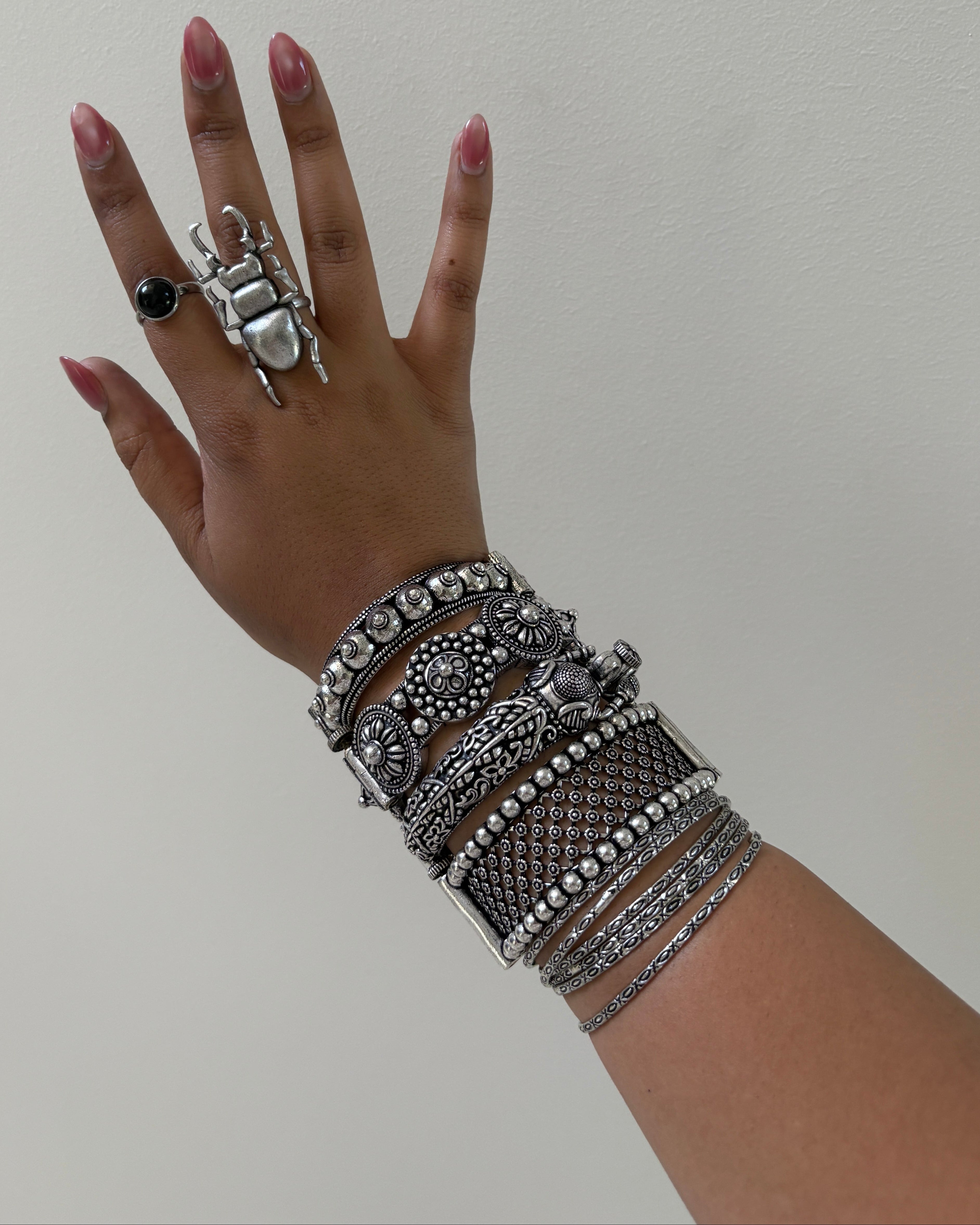 Silver Bangle Stack