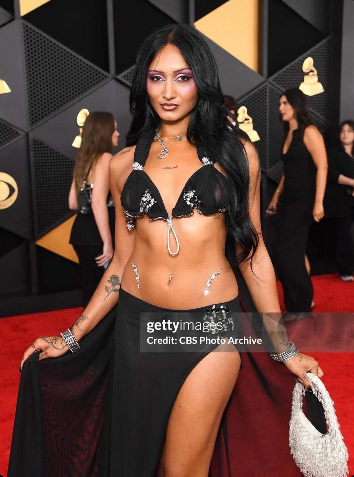 White Silver Beaded Handbag