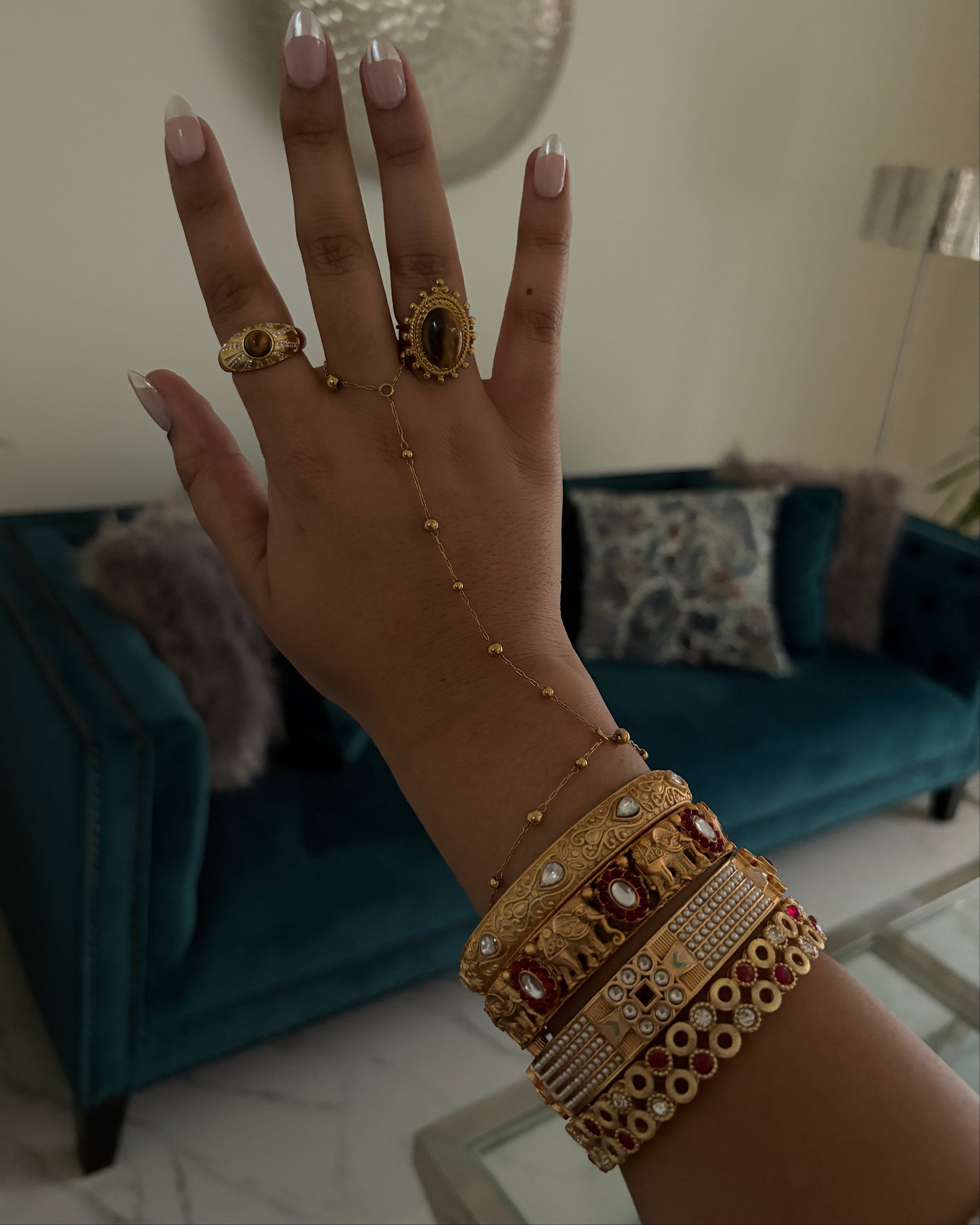 Gold Silver Ornate Bangle