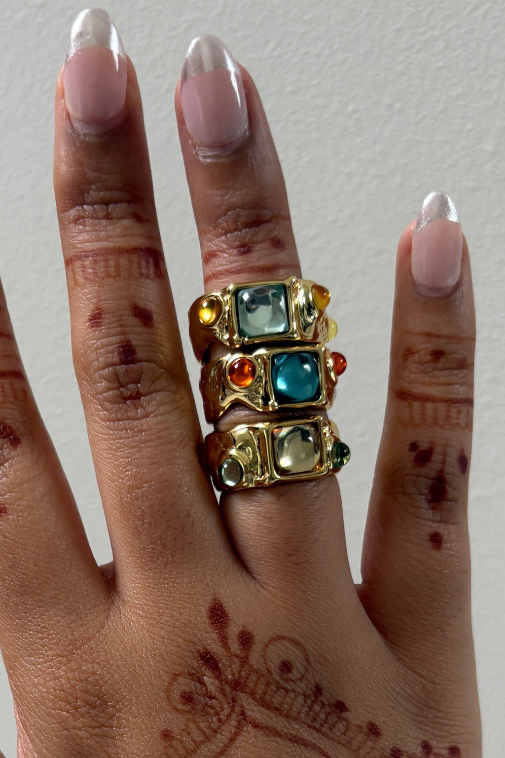 Chunky Gold Ring (Grey and Yellow)