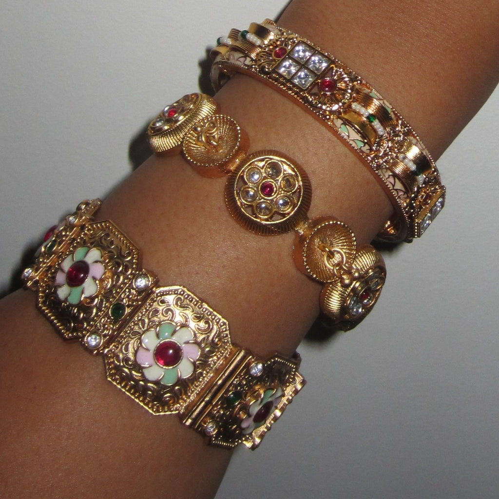 Thick Gold Floral Bangle