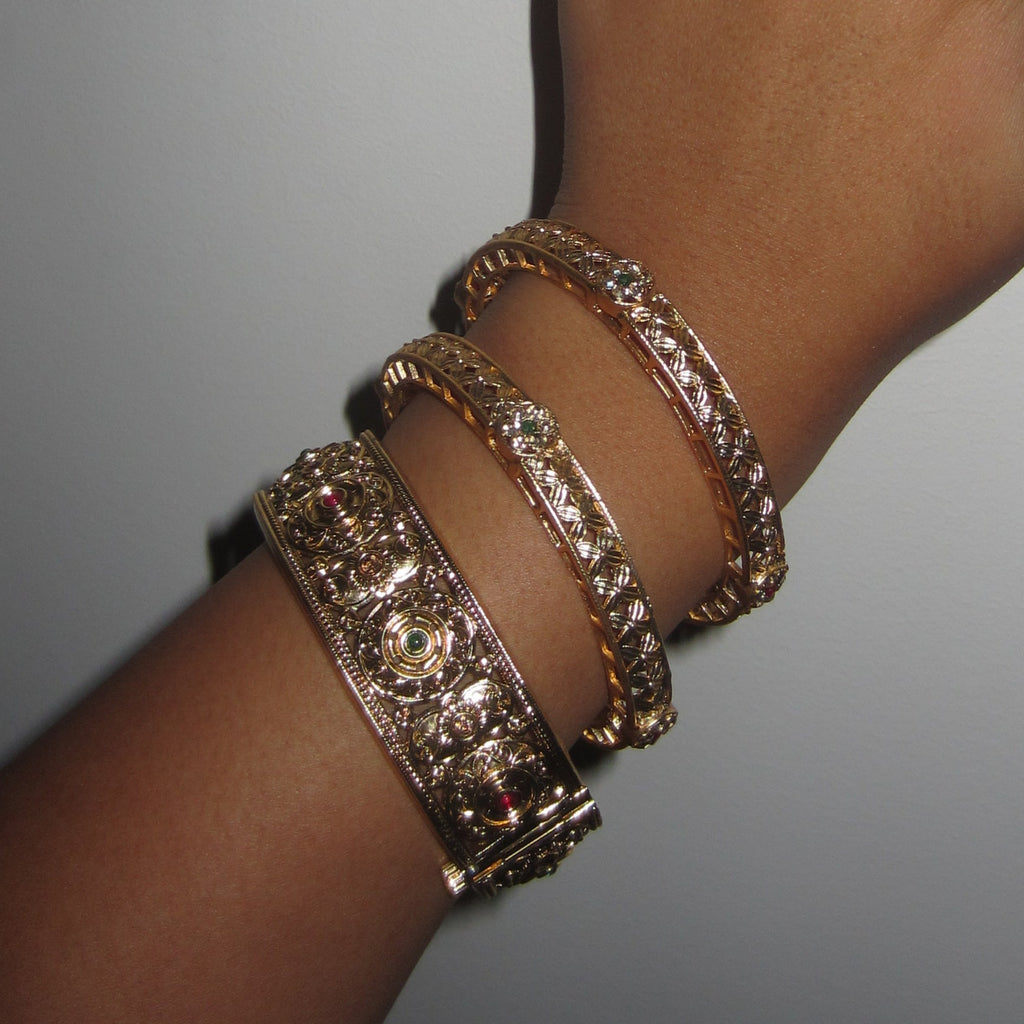 Gold Thin Bangles (8) Pair