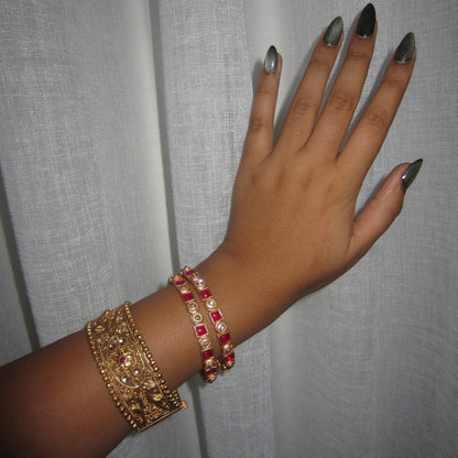 Gold Silver Bead Bangle