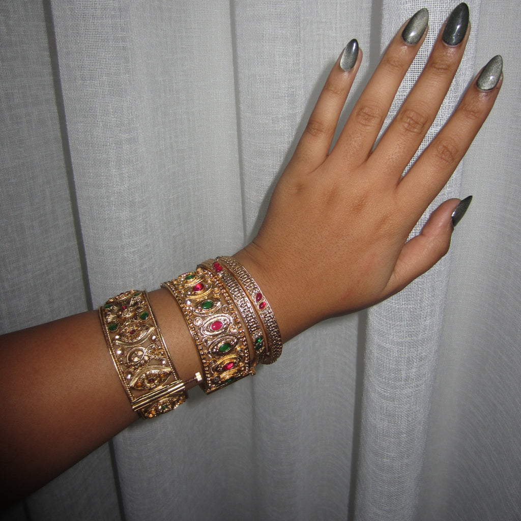 Gold Red and Green Bangle