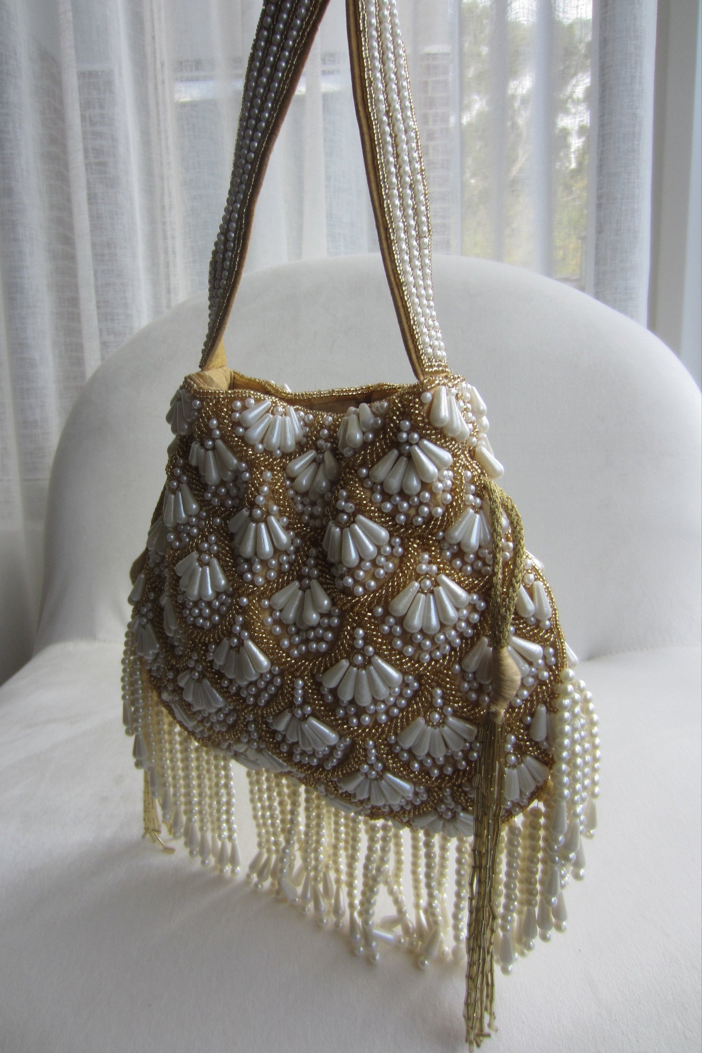 White and Gold Potli