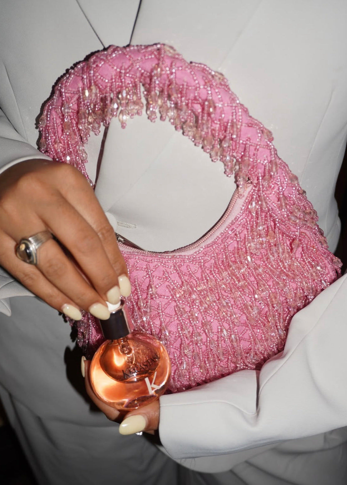 Hot Pink Beaded Handbag