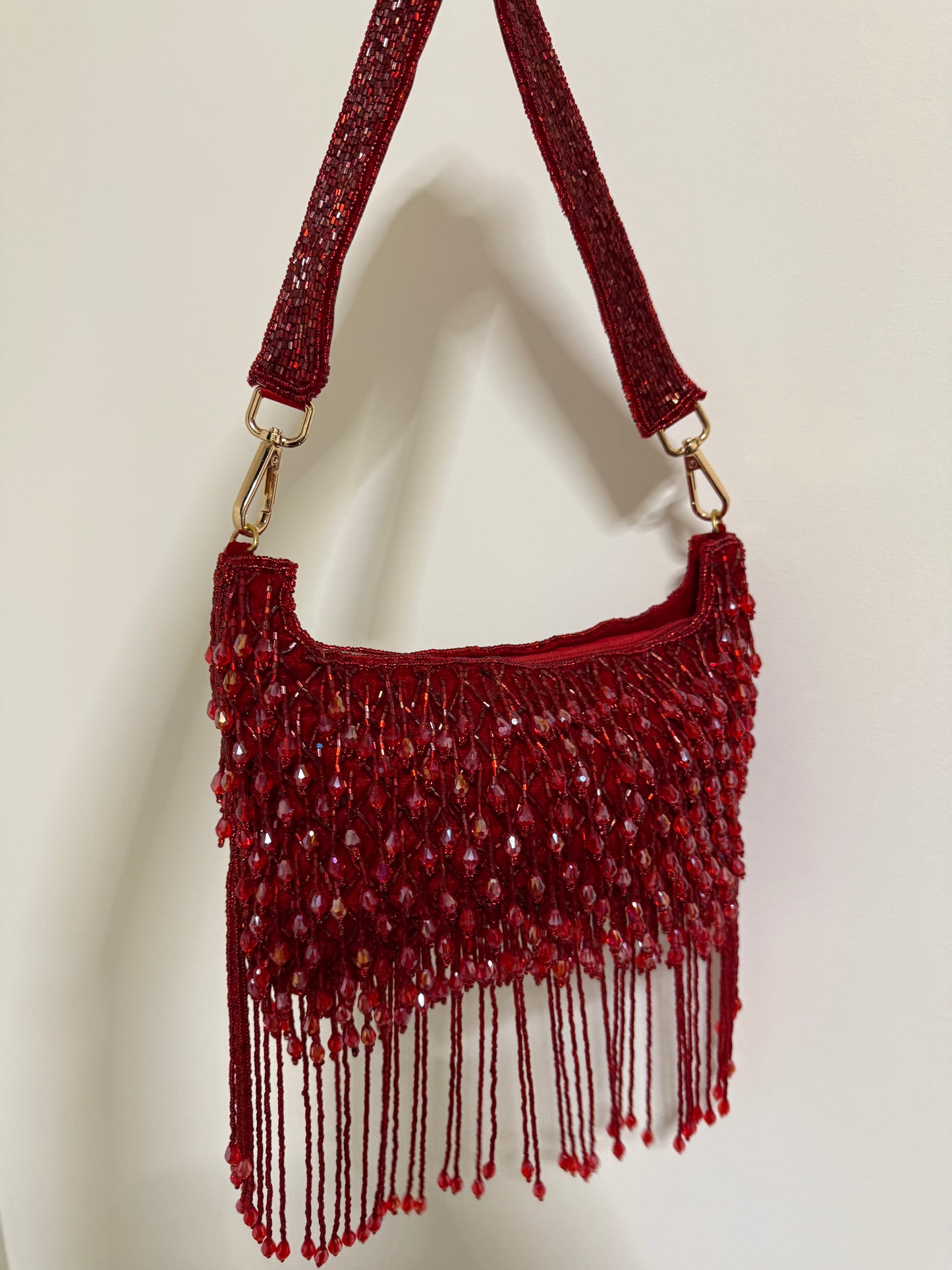 Red Beaded Handbag (Tassels)