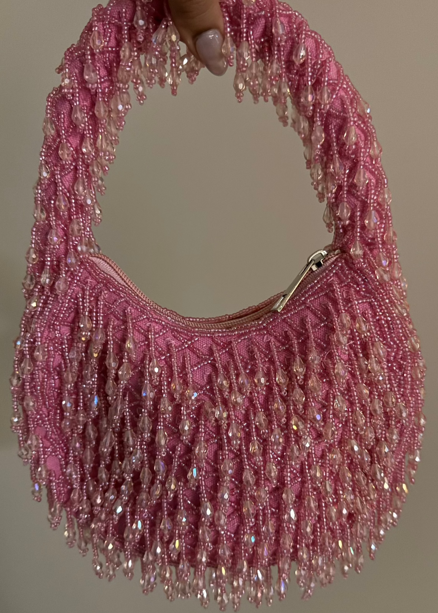 Hot Pink Beaded Handbag