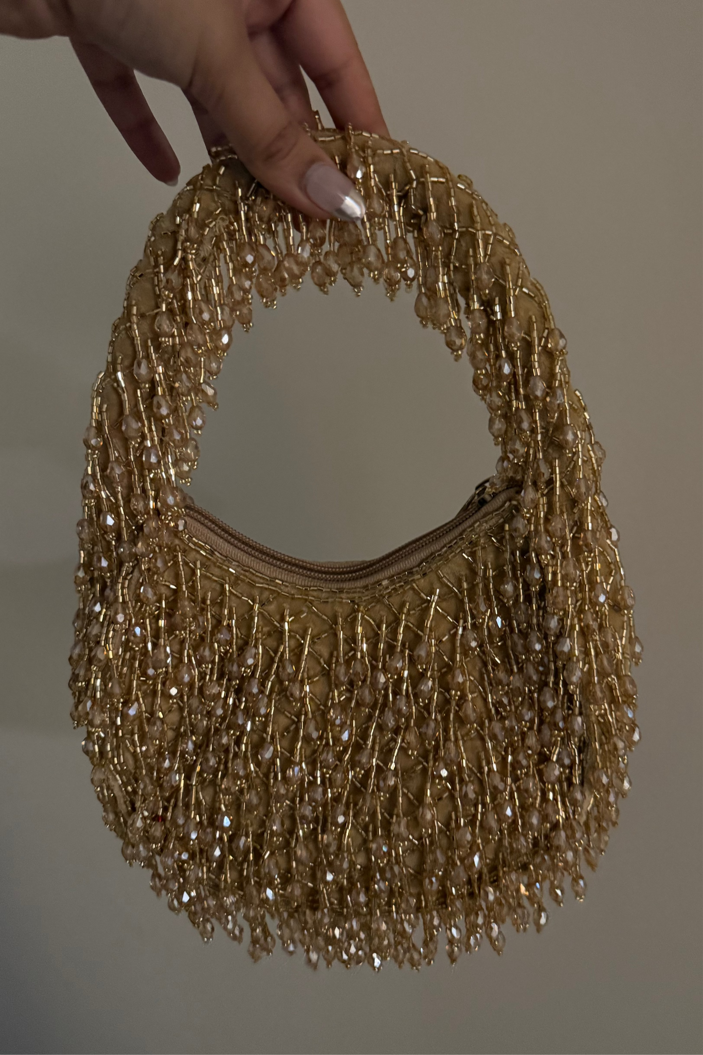 Gold Round Beaded Handbag