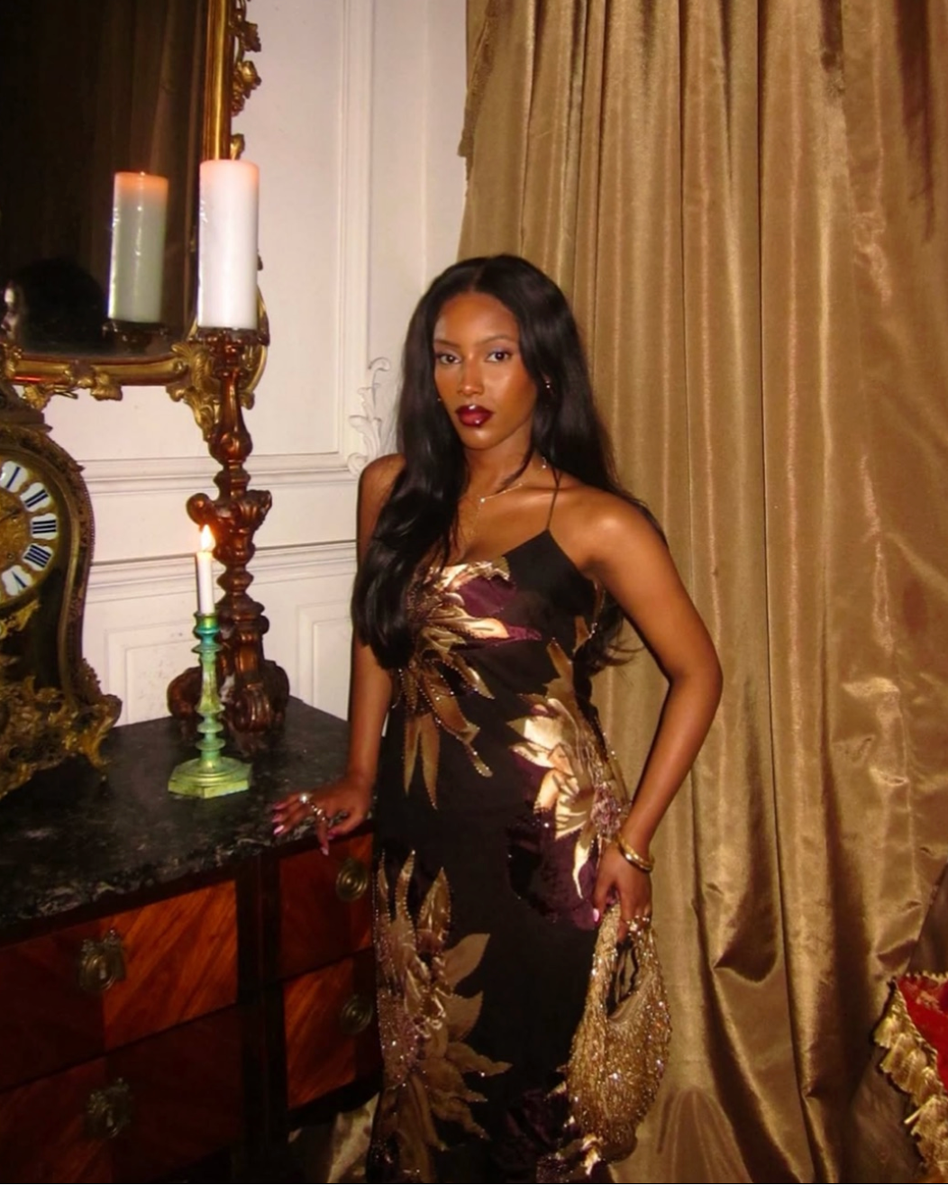 Gold Round Beaded Handbag