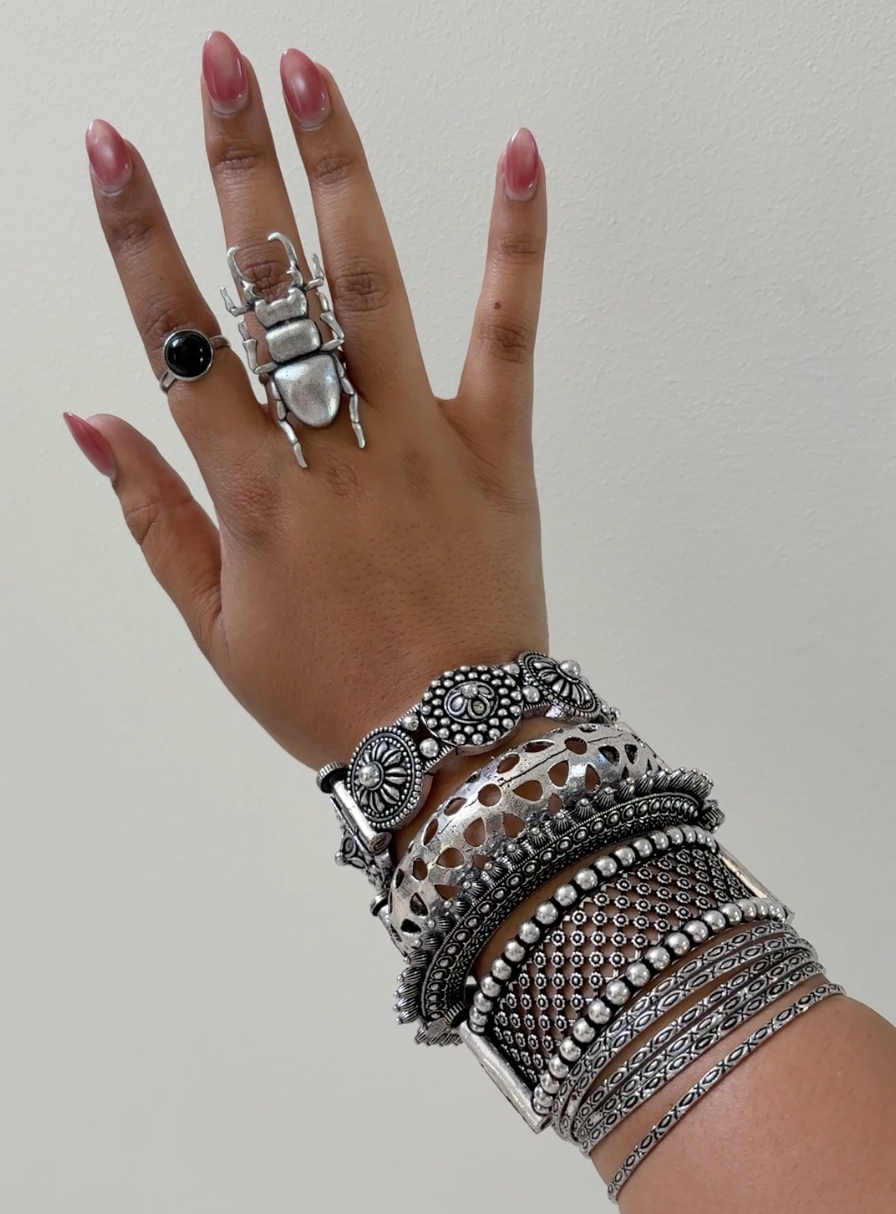 Silver Bangle Stack