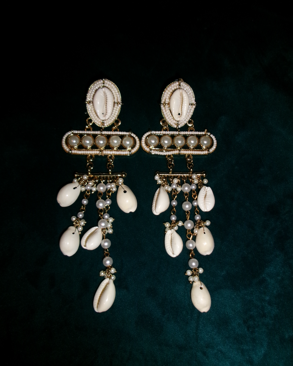 Large Gold Shell Drop Earrings