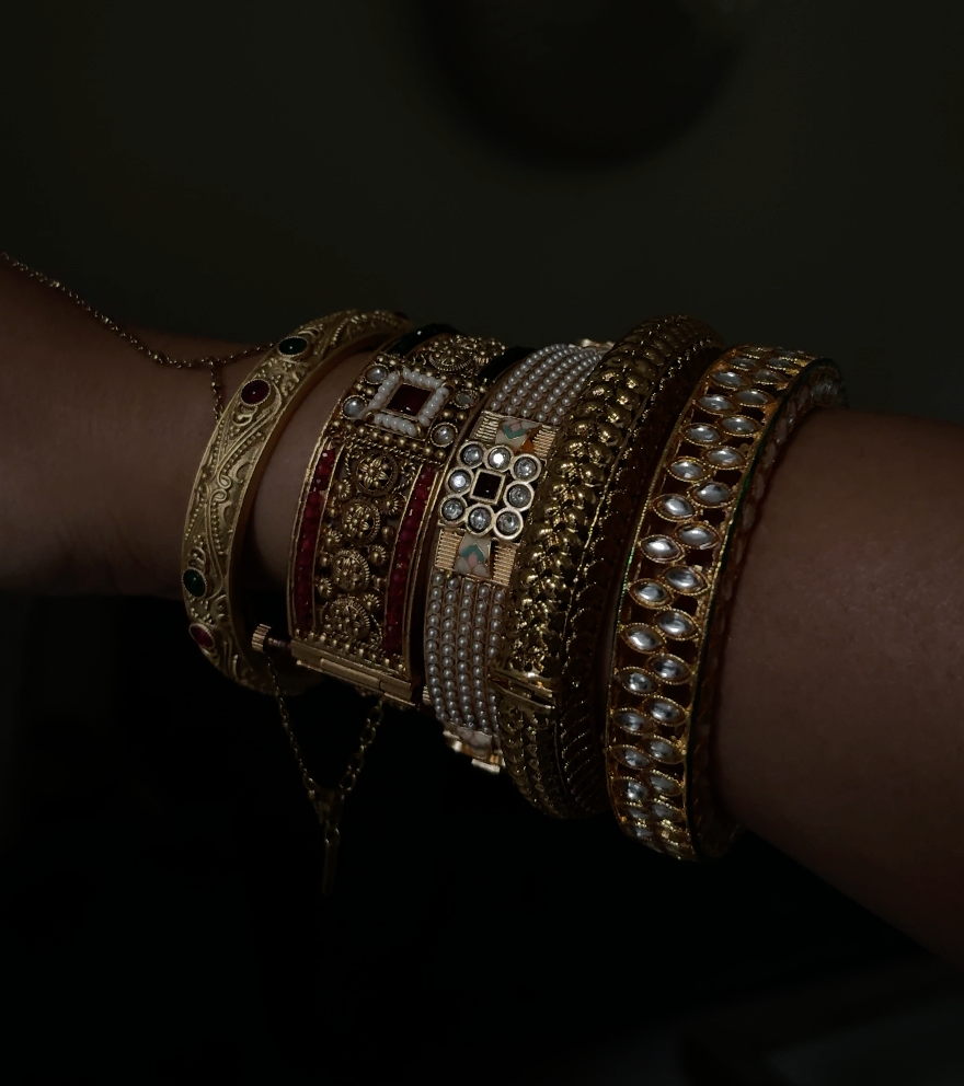 Gold Bangle Stack