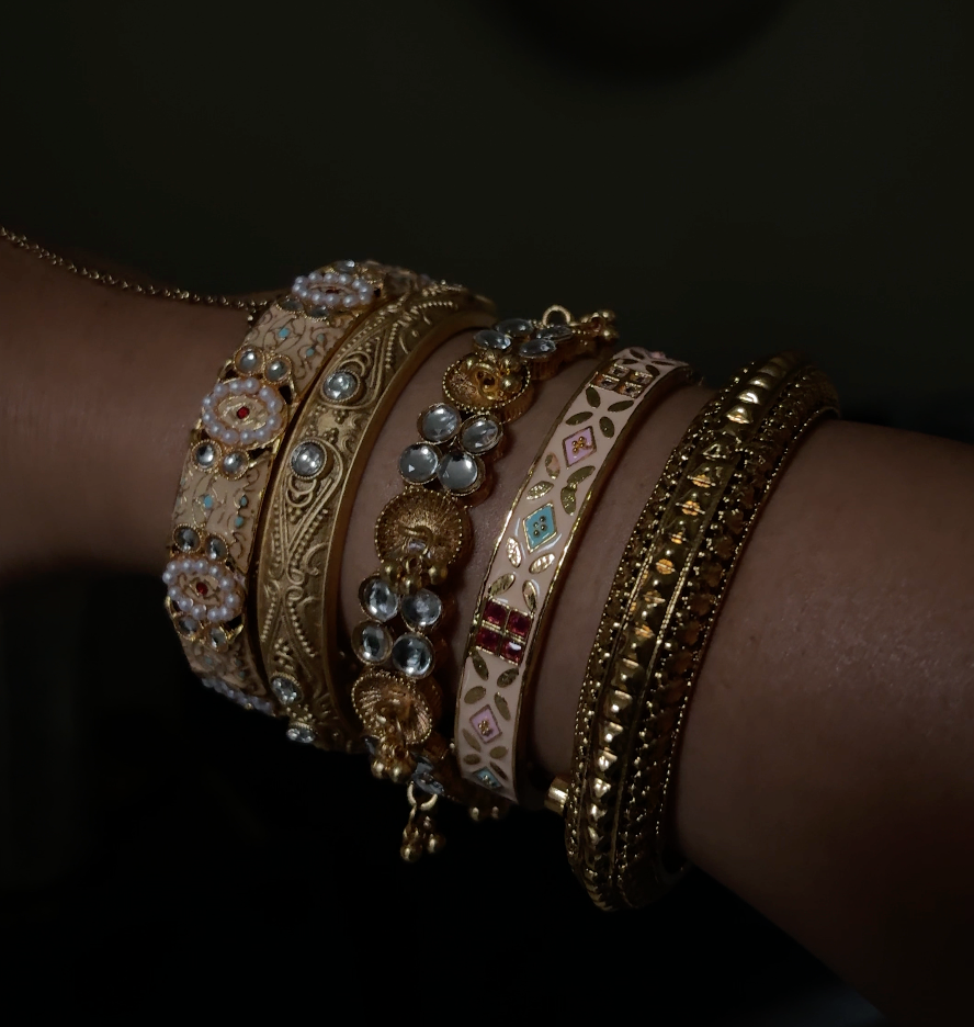 Gold Bangle Stack