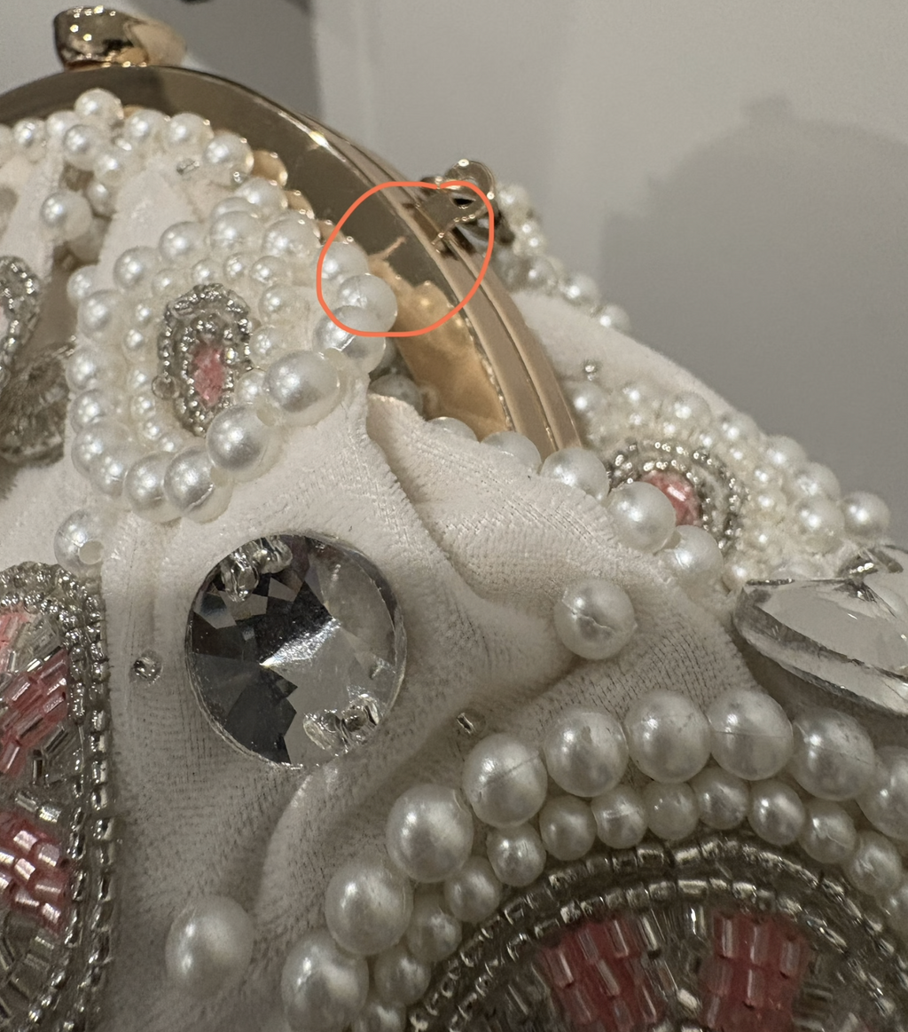 White Pink Circle Beaded Handbag (Sample)
